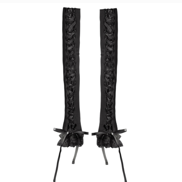 Selkie The Caviar Arm Warmers Black Lace Up XS NWT - Picture 2 of 7
